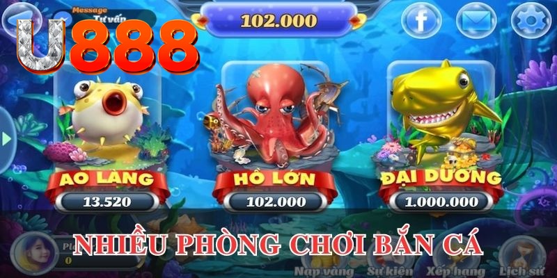 Nhiều phòng chơi khi tham gia bắn cá thẻ cào